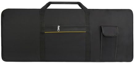 Hellery Bolsa para Teclado de 61 Teclas, Bolsillos de Almacenamiento, Estuche Oxford para Teclado de Piano, Estuche para Piano Eléctrico para Transportar, con Franja Amarilla