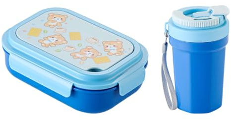 Klaisy Lonchera con múltiples compartimentos, apta para microondas, con juego de cubiertos, a prueba de fugas, contenedor Bentos para escuela, oficina, a prueba de fugas, contenedor de preparación de