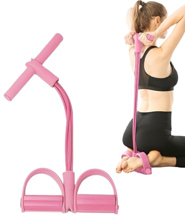Bandes Élastique De Résistance, Resistance Band Elastique Musculation, Élégant Étireur De Cheville À 4 Tubes Et Pédale Antidérapante pour Femmes, Yoga, Entraînement, Sport, Exercice