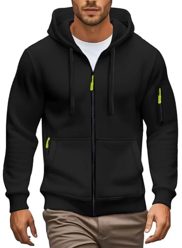 Sudadera Hombre con Capucha y Cremallera Sudaderas Hombres Running Deportivas con Bolsillo Sweatshirt Manga Larga Pullover Hoodie Vintage Holgados Ropa de Trabajo Entretiempo Casual Otoño Invierno