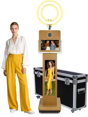 Tragbare Fotokabine mit 15,6 Zoll Touchscreen, LCD Selfie Spiegel Photo Booth für Hochzeit/Party/Firmenveranstaltungen, DSLR Photobooth Maschine mit Flight Case (Photo Booth)