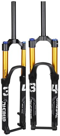 HZXQCVB 26/27,5/29Zoll Luftfedergabel Boost Steckachse 15 X 110mm Mountainbike-Federgabel Federweg 140mm Zugstufendämpfung Scheibenbremse Manuelle Sperre(Gold Straight,27.5'')
