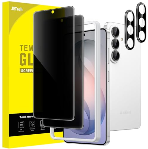 JETech Privacy Skärmskydd för Samsung Galaxy S26 med Kameralinsskydd, Anti-Spion Härdat Glasfilm, Enkelt Installationsverktyg, Fingeravtrycks-ID Kompatibel, 2-Pack Varje