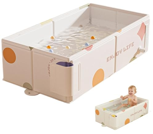 Vikbart babybadkar, hopfällbart babybadkar, hopfällbart spädbarn med ergonomiskt stöd för nyfödda till småbarn, platsbesparande bärbart badkar, kaki