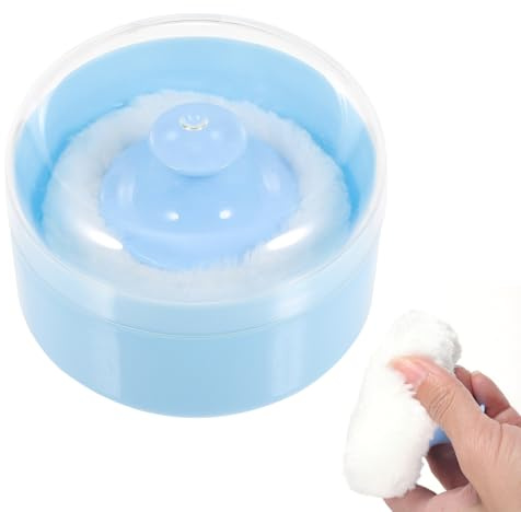 Vaguelly Estuche Plástico Reutilizable para Ñiño con Borla Esponjosa para Polvos de Talco que Minimiza la Pérdida de Polvo Adecuado para Uso en Casa Después del Baño