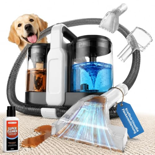 SHELIKI Polsterreiniger Gerät Teppichreiniger Waschsauger mit 15 kPa Saugkraft & 500 W, 5 m Kabel, Fleckenreiniger für Sofa, Teppich, Matratze & Auto, Textilreiniger, Polstersauger