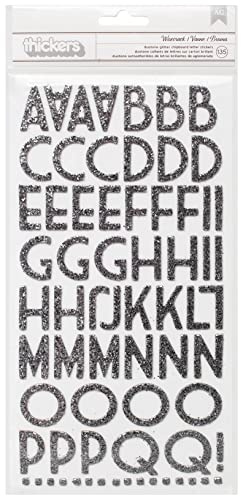 American Crafts Thickers Chipboard Glitter Stickers, 6 by 11-Inch, Sheet-Wisecrack-Silver