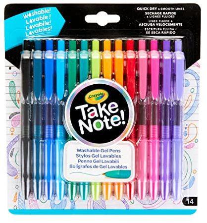 Crayola Colored Gel Pens for Kids and Adult Coloring, Washable Pens Medium Point, 14 Count