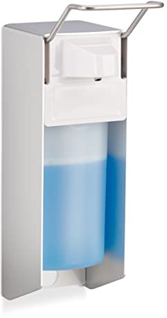 Relaxdays Set of 10 Pump Soap Dispenser 500 ml, Wall-Mounted Disinfectant with Lever Mechanism, 28 x 8 x 15 cm, White