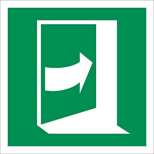 Drücken rechts Rettungszeichen Rettungswegschild Aufkleber Nachleuchtend ASR A1.3 400 x 400 mm