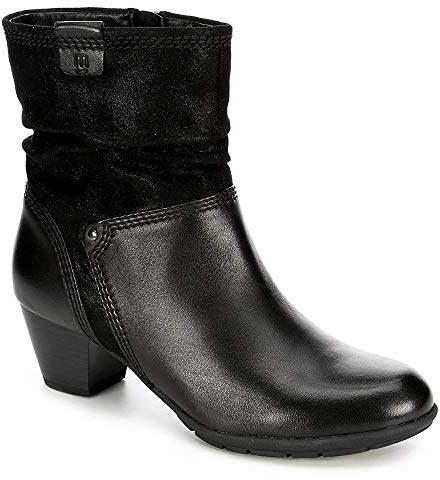 Medicus Womens Jil Heeled Zip Up Slouch Ankle Boot Shoes, Black, US 7