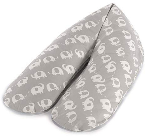 Theraline Das Komfort Stillkissen | 180 cm | Dinkelfüllung | inkl. Bezug Elefantenherde