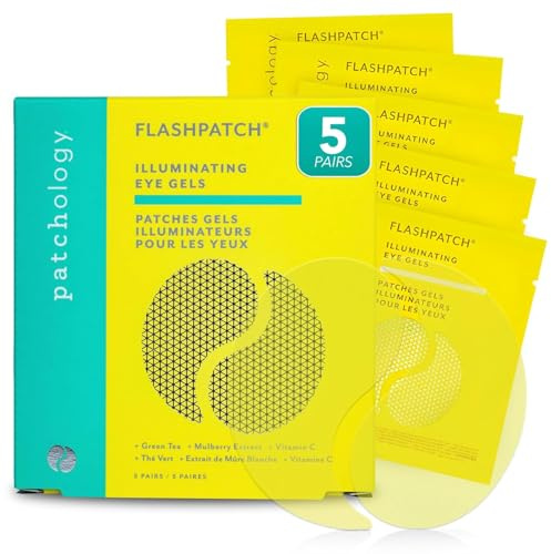 PATCHOLOGY Eye Mask, Brightening Under Eye Patches for Puffy Eyes and Dark Circles, Vitamin C Serum, Dark Circles Under Eye Treatment, Hydrating Eye Patches for women and men (5 Pairs)