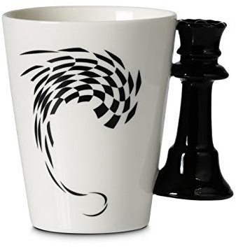 Froster Schach Becher - Königin in schwarzer Geschenkbox, Neuheit Tasse 350 ml, Schach Geschenkidee, Schachspiel Geschenk
