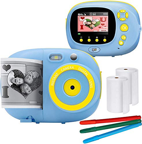 Zooma Kinder Digitalkamera Spielzeug, Sofortbildkamera Kinder Kamera mit WiFi + Druckerpapier + Farbpinsel + Malbuch, Tragetasche, Verschiedene Rahmen