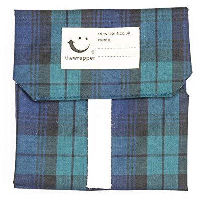 the Wrapper, Re Wrap It Sandwich Bags, Black Watch Tartan, No Waste Packaging, Eco Friendly, Reusable Food Wraps. Made In Scotland.