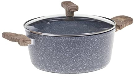 Secret de Gourmet - Faitout avec couvercle D 24 cm en Aluminium Forgé aspect pierre Ligne Nature Tous feux