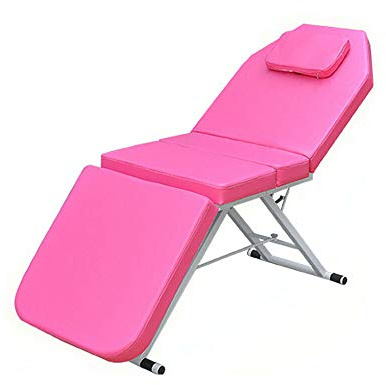 RANZIX Dreifach Gefaltetes Kosmetikliege Massageliege Massagetisch Massagestuhl bis 150 kg belastbar Premium-PVC-Leder mit Aluminiumfüße für Salon Spa (Pink)