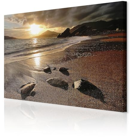 decomonkey Wandbilder Strand Meer 120x80 cm 1 Teilig Leinwandbilder | Strukturleinwand, Holzkeilrahmen, Bild auf Leinwand, Kunstdruck, Wanddeko, Wohnzimmer, Wanddekoration, Landschaft