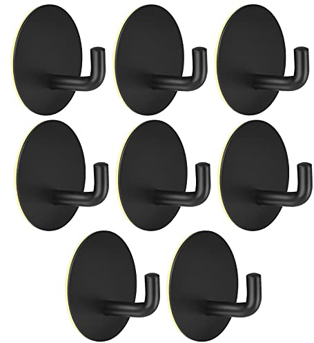 smatime 8 Stück Haken Selbstklebende, Edelstahl Handtuchhaken Kleiderhaken Wandhaken Schwarz Ideal für Bad Toilette Küche Büro，Ohne Bohren