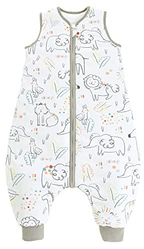 Chilsuessy Baby Schlafsack mit Füße 2.5 Tog Ganzjahres Babyschlafsack (CPC-Zertifizierung) ohne Ärmeln, mit Beinen für Säugling Kinder, Happy Zoo, 70cm/Baby Höhe 80-90cm