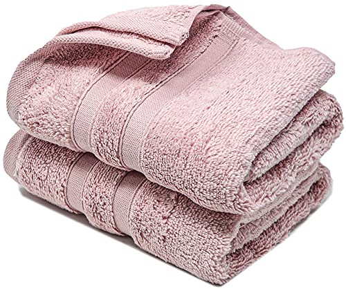 Hand Towels 600gsm ZERO TWIST Cotton Highly Absorbent & Quick Dry Luxury Hotel Quality Luxe Collection Fade Resistant 50x80cm (Blush Pink, Pack Of 2)
