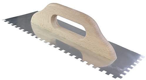 AERZETIX - C54545 - Glättekelle für klebstoff - mit zähnen 8x8mm - zahnglätter für fliesen - zahnspachtel/zahnkelle/fliesenkelle - 128x380mm - aus stahl