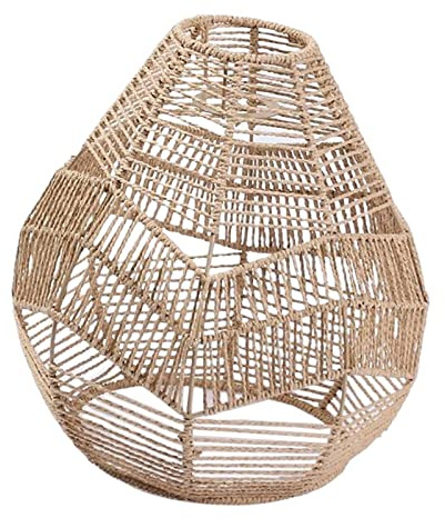 Baoblaze Pendelleuchtenschirm Geflochtener Rattan-Hängeleuchten-Lampenschirm für Hotel-Aufenthaltsraum, Stil B