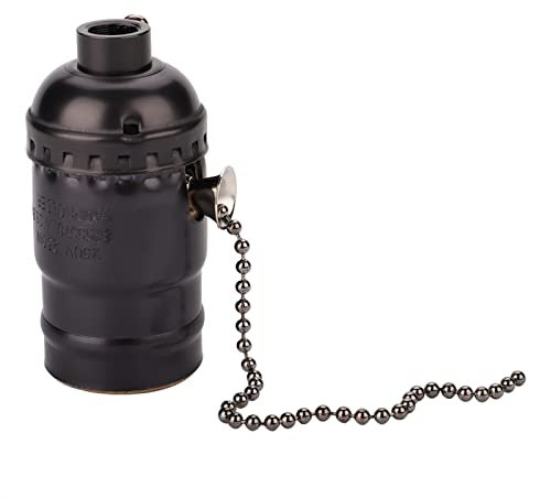 Yctze Douille de Lampe à Chaîne en Argent, E27 Douille Vintage en Aluminium avec Chaîne à Tirer Lampe de Bureau Support D'éclairage Douille à Vis avec Douille à Chaîne à Tirer avec Cordon(Le)