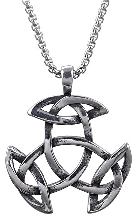 DFWY Nordische Keltische Triquetra Knotenkette -Herren Wikinger Keltische Dreifaltigkeit Knoten Amulett Anhänger - Handgemachte Vintage Edelstahl Aushöhlung Irish Knoten Schmuck Geschenk