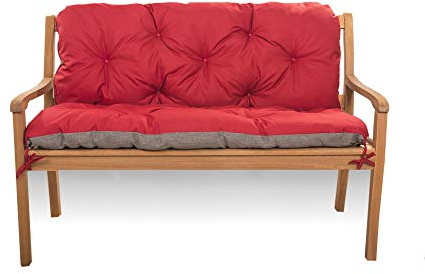 Cojín de asiento para columpio de Hollywood, cojín de banco para exteriores, columpio de jardín, con respaldo (120 x 50 x 50 cm), color rojo