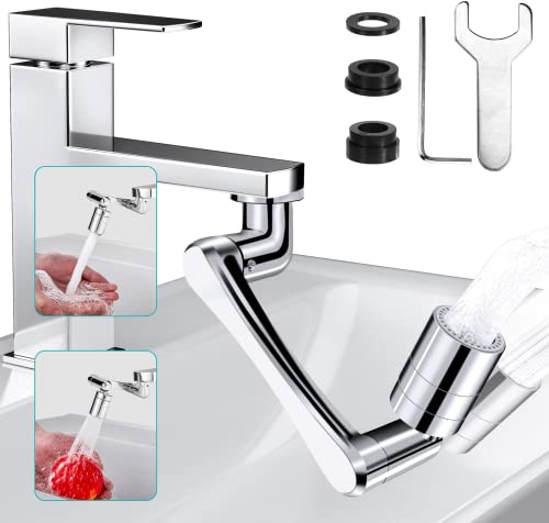 Wasserhahn Verlängerung, 1440° Drehbar drehbarer wasserhahn aufsatz | Wasserhahn Luftsprudler mit Spritzfilter, Multifunktionaler Verlängerungshahn, Wasserhahn Aufsatz Schwenkbar für Küche