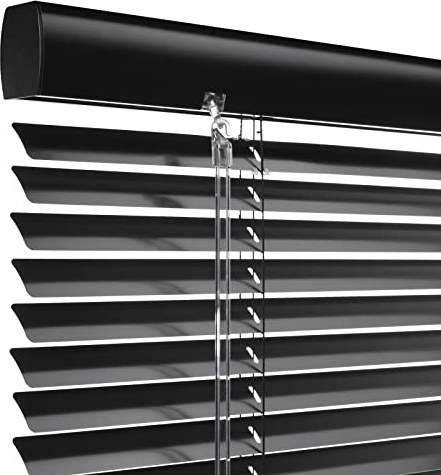 ACMEART Blinds for Window,1'' Cordless Aluminum Venetian Mini Window and Door Blinds Customized Width 18-97'',Black