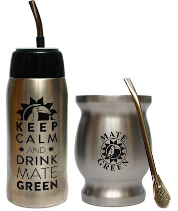 Gaucho Cebar Yerbomos - Thermos per Yerba Mate Tee 580 ml, un accessorio portatile per Yerba Mate | Tazza in acciaio inox con cannuccia Bombilla | Dishwasher Safe and Durable
