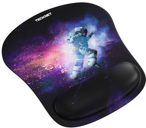 TECKNET Tapis de Souris avec Coussin en Gel, en Mousse à mémoire de Forme, Ergonomique, imperméable, Confortable, avec Repose-Poignet, pour Toutes Les Souris, offfice, Maison, Ordinateur Portable