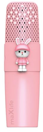 FOREVER MaxLife Bluetooth-Mikrofon mit Lautsprecher MXBM-500 Rosa Kaninchen Kabellos Lautsprecher mit Microfon 3W Kompatibel mit iPhone, Android, 400 mAh Akku, Geschenke für Kinder