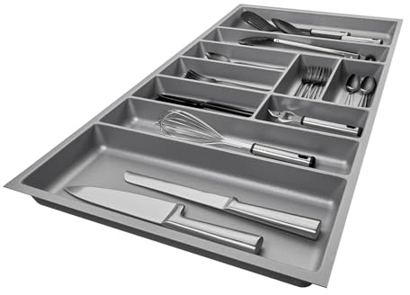 SO-BOX 3 Besteckkasten, Silbergrau, B=89,1 x T=47,3 cm, mit Kanvas-Struktur | Für 100er Nobilia-Schubladen ab August 2012 und weitere Küchen, Tiefe 47,3 cm.