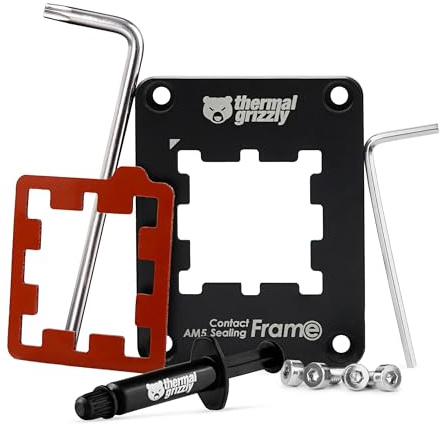 Thermal Grizzly AM5 Contact Sealing Frame - Kombination aus Contact Frame & CPU Guard - Optimiert die Kontaktdruckpunkte und schützt die Komponenten - Für AMD Ryzen 7000 CPUs - Inklusive Aeronaut 1g