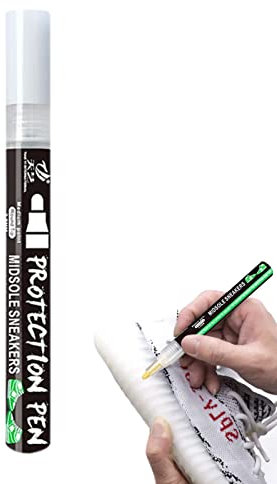 Krujecnt Pintura blanca para zapatillas, Marcador de zapatillas de deporte de restauración de entresuela, Limpiador de marcador de entresuela, bolígrafo de cuero de pintura de reparación de zapatillas