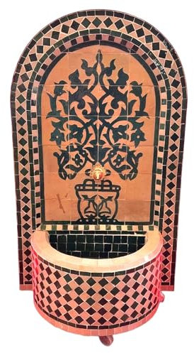 Marrakesch Gartenbrunnen Zimmerbrunnen aus original marokkanische Mosaik 105 cm Gross | Brunnen als Gartendeko Terassendeko & Balkon Deko | Springbrunnen Inkl. Pumpe für entspannenden Wasserfall