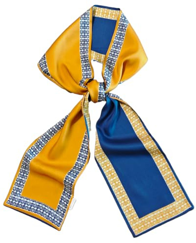 GIMIRO Satin Seidenschal Doppelschichten 150 x 16cm Krawatte Blumen Taillengürtel für Blazer, Mantel, Kleid