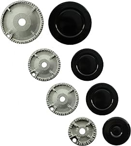 Ofenherd-Gasbrenner-Kronen- Und Flammenabdeckungs-Set, Gasherdabdeckung Aus Metall, Passend Für Alle Gasherdbrenner Zwischen Den Größen (Concave,4 pieces)