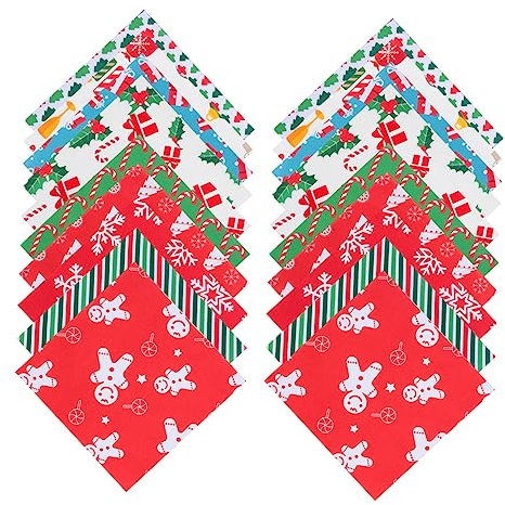 HOODANCOS 20stücke Weihnachtsstoff Aus Baumwolle Für Bastelprojekte Patchwork Stoffe Mit Klassischen Mustern Für Kreatives Gestalten Und Quilten