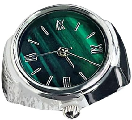 zwxqe Ringklockor, Små gröna urtavlor, Elastiska klockringar, Vintage rund fingerklocka, För kvinnor, män och barn, Daglig användning, Justerbar ringklocka