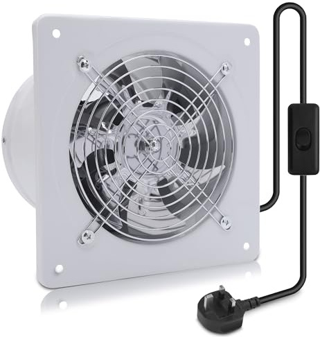 150 mm Exhaust Fan, Ventilation Fan Extractor Wall Mounted Industrial | 6in Extractor Fan Kitchen Ventilation Fan with Switch Easy to Use for Kitchen Restaurant Warehouse Garage Bathroom Window