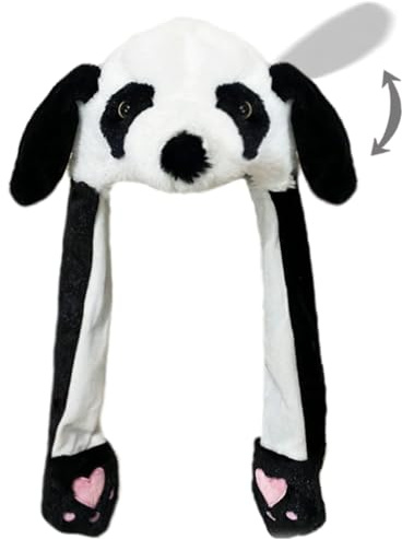 Plush Animal Hat with Moving Jumping Ears Pop Up Beating Hat Movable Dancing Cap for Kids Adult