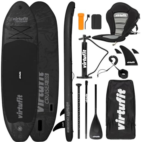 VirtuFit Supboard Cruiser 305 – Aufblasbares SUP-Board – 305 x 76 x 15 cm – Inkl. Kajaksitz, Pumpe, Paddel & Zubehör – Stabil & belastbar bis 180 kg