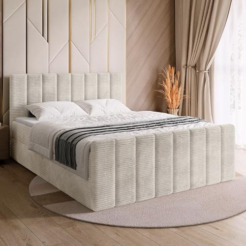 BROMARKT Boxspringbett mit Matratze 180x200cm Bett mit Topper Dunkelgrau | Polsterbett mit Bettkasten Doppelbett mit Stauraum für Schlafzimmer gepolsterte Kopfteil Bed Bonell H3 DENVER DUO