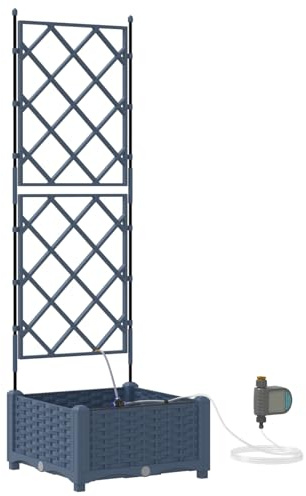 vidaXL Caja de Jardín Gris 40 x 126 cm, Resistente a Rayos UV, con Acabado de plástico y Recubrimiento en Polvo. Altura Ajustable, diseño Robusto Estilo Ratan, Solo para Exteriores. Ofrece Amplio al