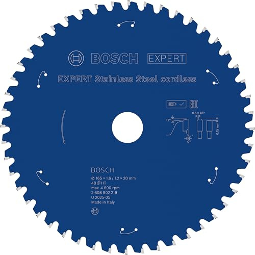 Bosch 1x EXPERT Stainless Steel cordless Kreissägeblatt für Metallsägen (für Edelstahl, Ø mm, Professional Zubehör Akku-Metallkreissäge)